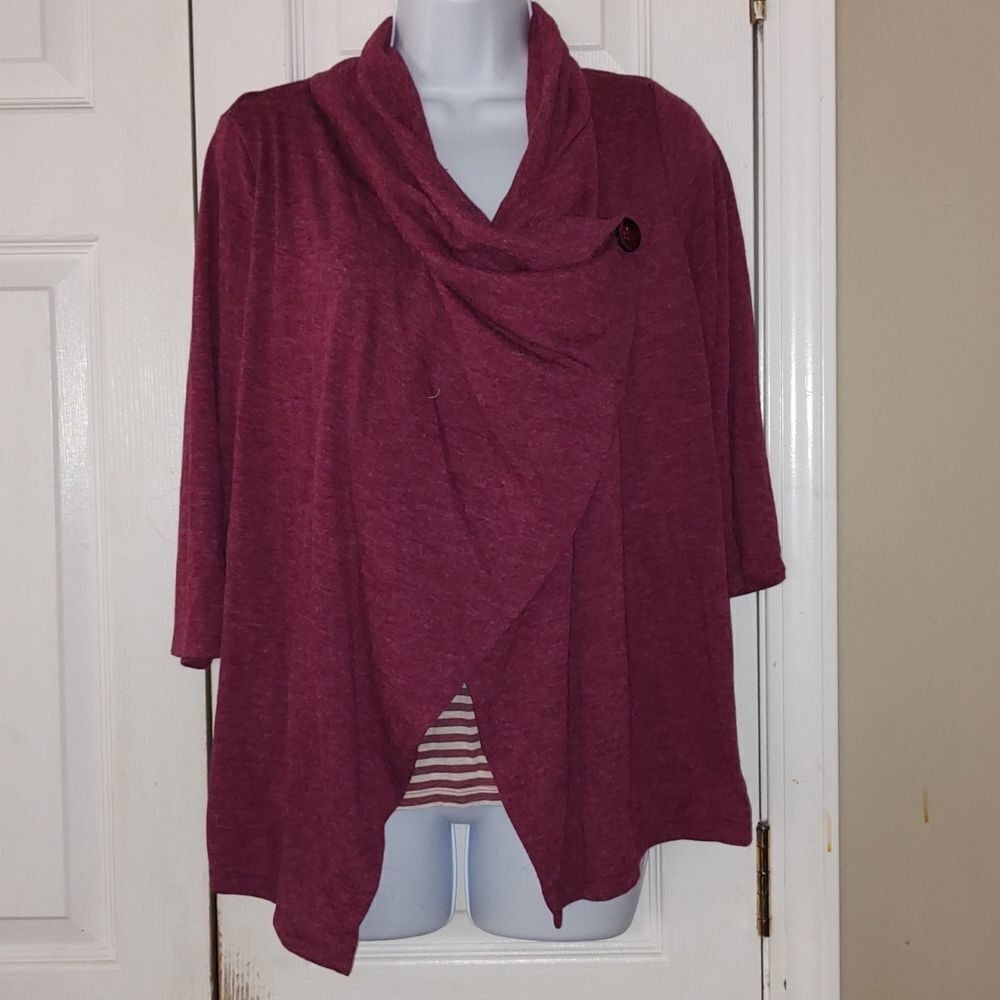 M & S layered attached striped  top Sz 12